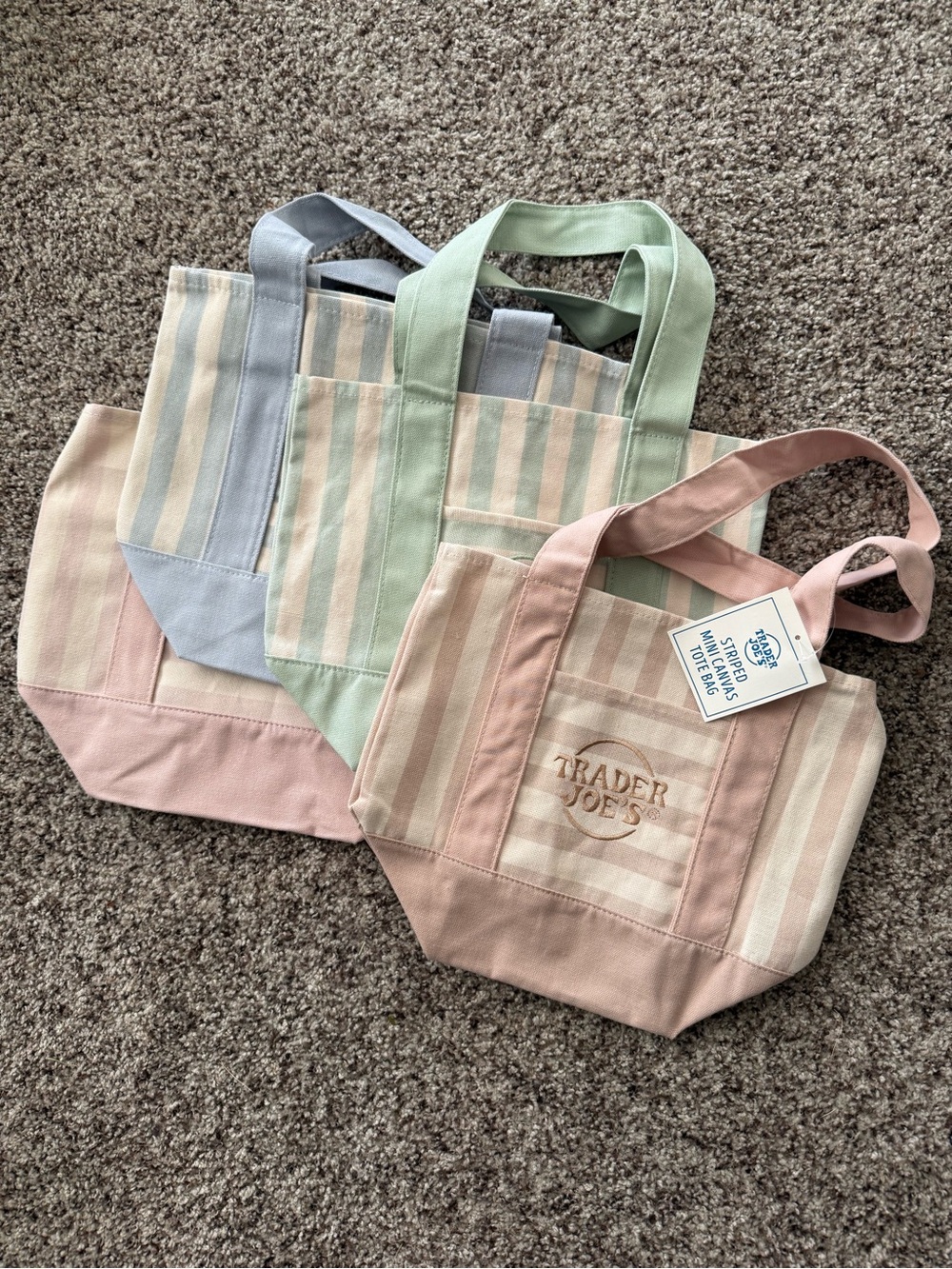 Trader Joe’s stripped mini tote bags - set of 4